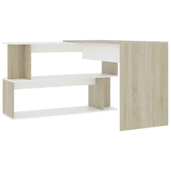 Eckschreibtisch Weiß Sonoma-Eiche 200 cm