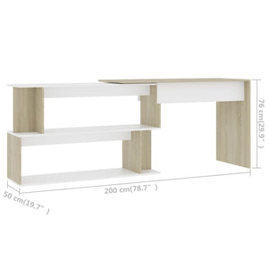 Eckschreibtisch Weiß Sonoma-Eiche 200 cm
