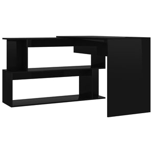 Eckschreibtisch Hochglanz Schwarz 200 cm