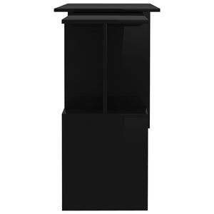 Eckschreibtisch Hochglanz Schwarz 200 cm