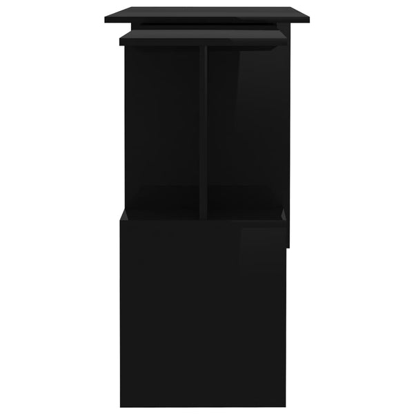 Eckschreibtisch Hochglanz Schwarz 200 cm