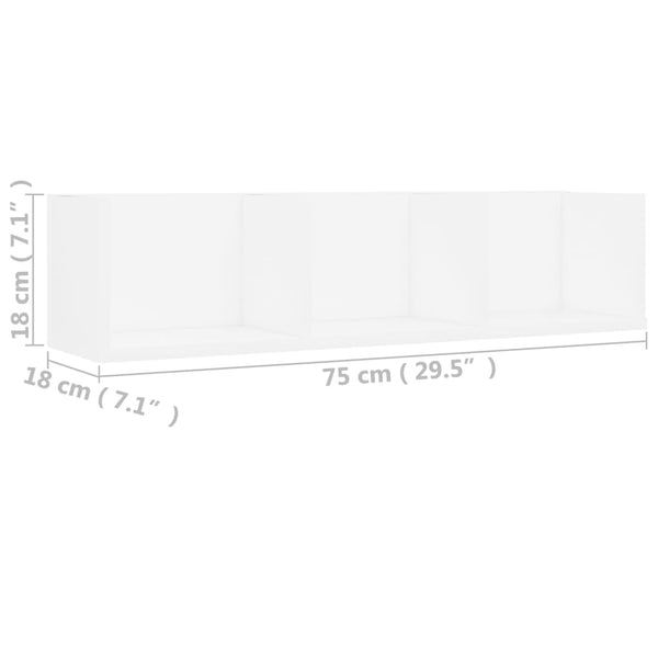 CD Wandregal Weiß 75 cm