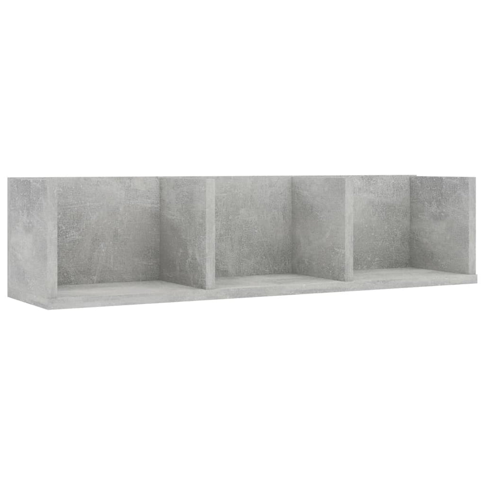 vidaXL Étagère murale pour CD Gris béton 75x18x18 cm Bois d'ingénierie