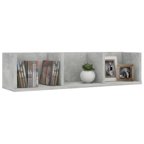 CD-Wandregal Betongrau 75x18x18 cm