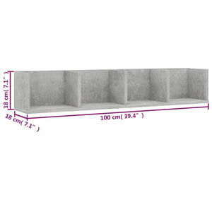CD-Wandregal Betongrau 100 cm