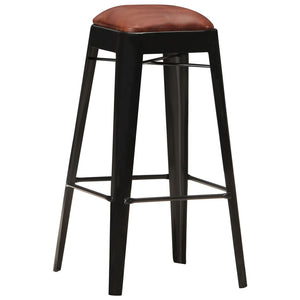 Barhocker 4 Stk. Schwarz Echtleder