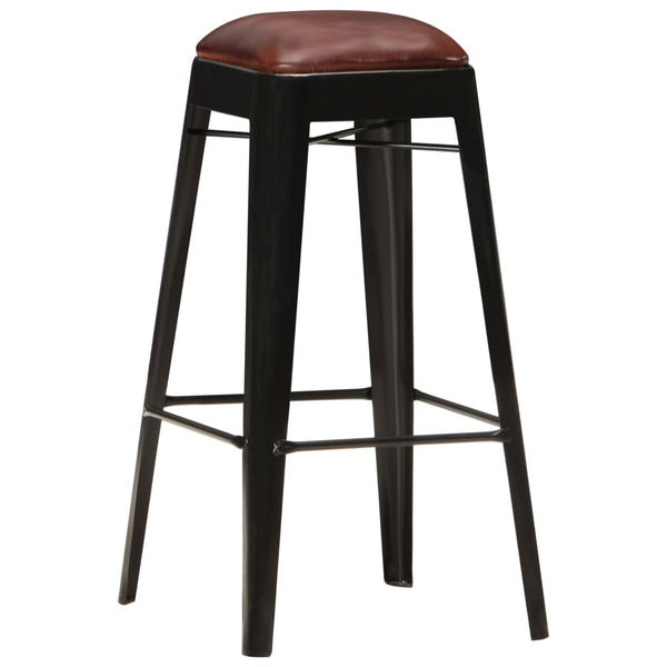 Barhocker 4 Stk. Schwarz Echtleder