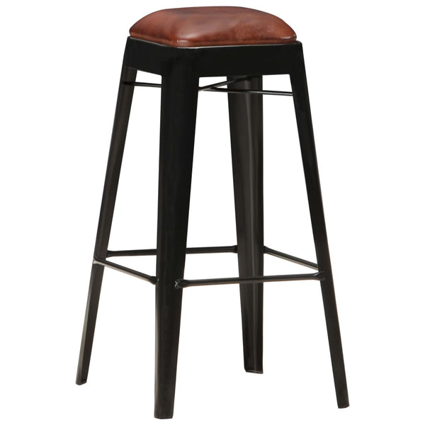 Barhocker 4 Stk. Schwarz Echtleder