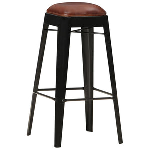 Barhocker 4 Stk. Schwarz Echtleder