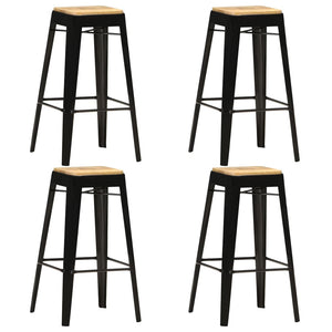 Barhocker 4 Stk. Schwarz Mango Massivholz