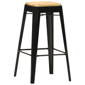 Barhocker 4 Stk. Schwarz Mango Massivholz