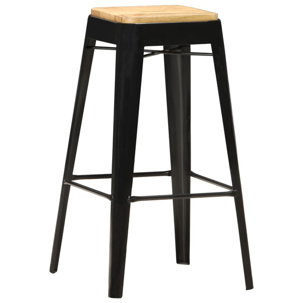 Barhocker 4 Stk. Schwarz Mango Massivholz
