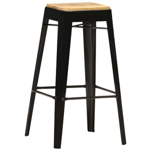 Barhocker 4 Stk. Schwarz Mango Massivholz