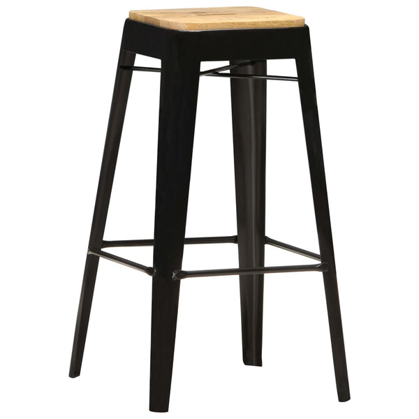 Barhocker 4 Stk. Schwarz Mango Massivholz