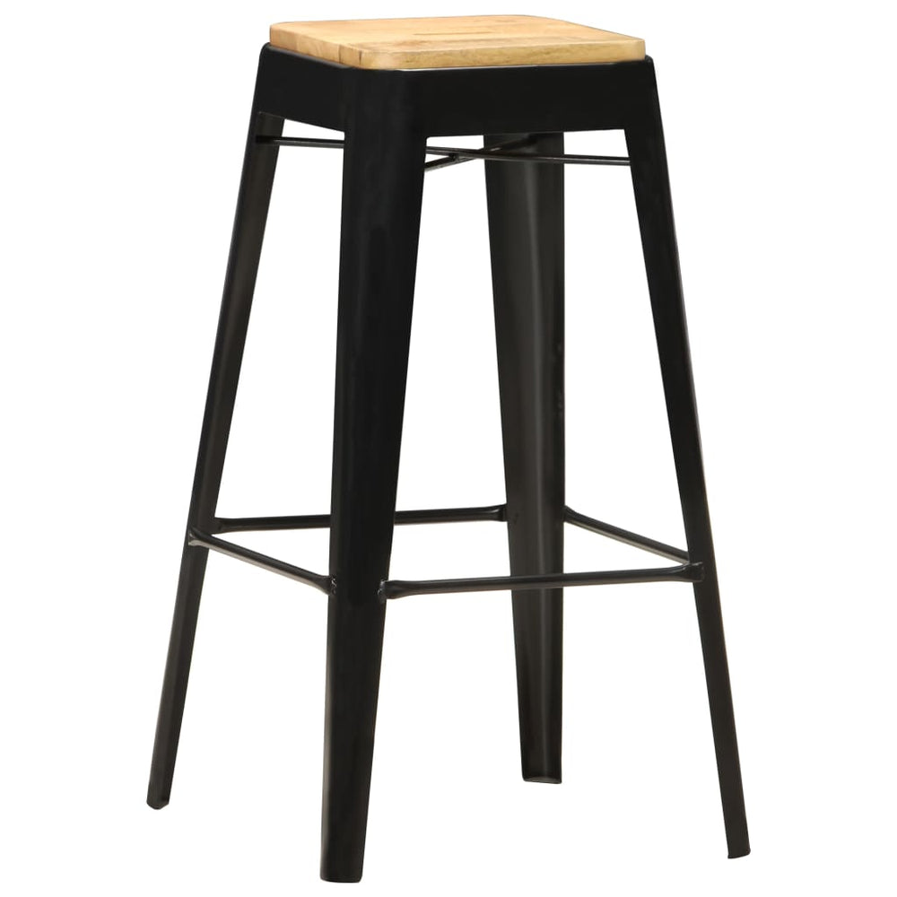 Barhocker 4 Stk. Schwarz Mango Massivholz