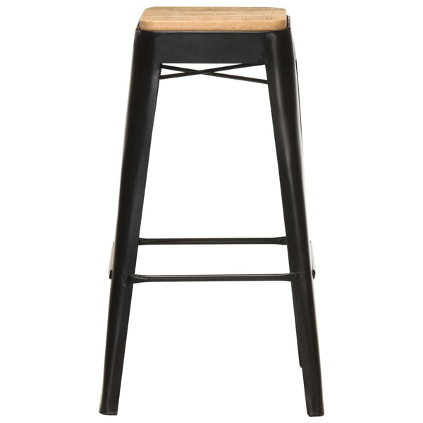 Barhocker 4 Stk. Schwarz Mango Massivholz