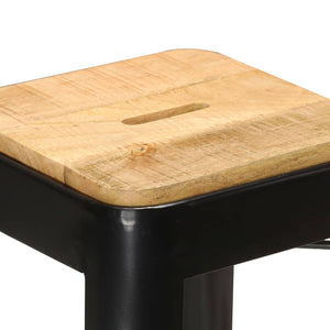 Barhocker 4 Stk. Schwarz Mango Massivholz