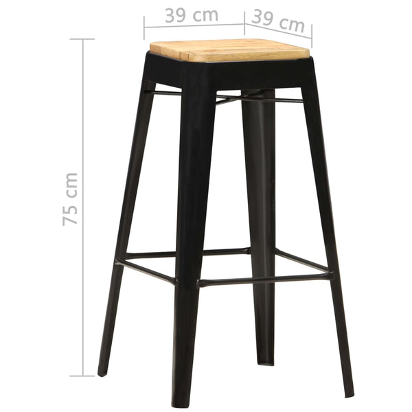 Barhocker 4 Stk. Schwarz Mango Massivholz
