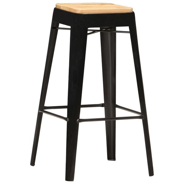 Barhocker 4 Stk. Schwarz Mango Massivholz