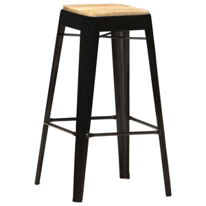 Barhocker 4 Stk. Schwarz Mango Massivholz