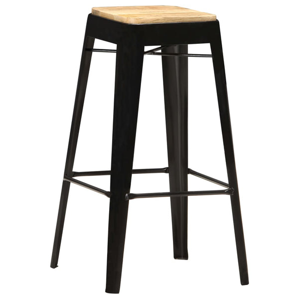 Barhocker 4 Stk. Schwarz Mango Massivholz