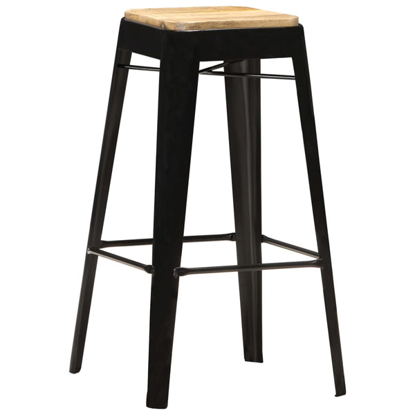 Barhocker 4 Stk. Schwarz Mango Massivholz