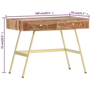 vidaXL Bureau avec tiroirs 100x55x75 cm Bois d'acacia massif