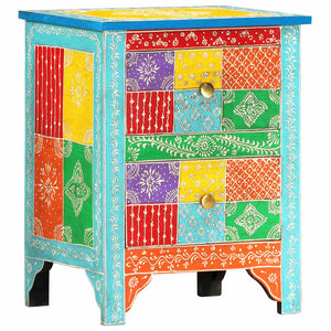 Handbemalter Nachttisch 40×30×50 cm Mango Massivholz