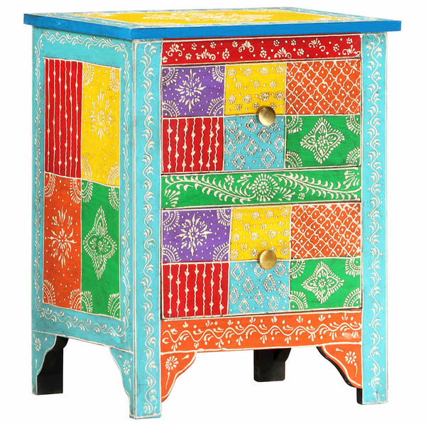 Handbemalter Nachttisch 40×30×50 cm Mango Massivholz