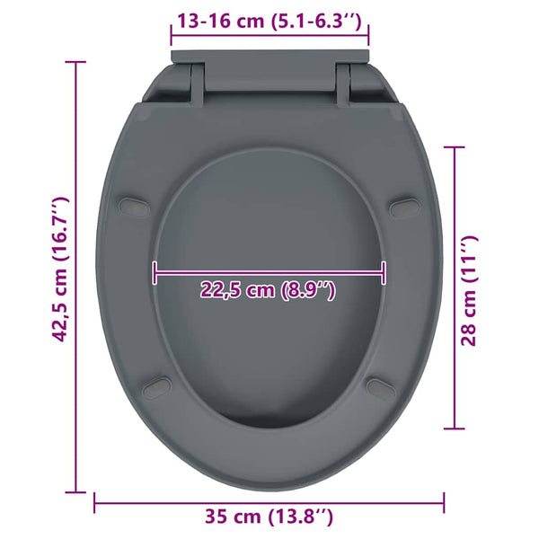 Toilettensitz mit Absenkautomatik Grau Oval