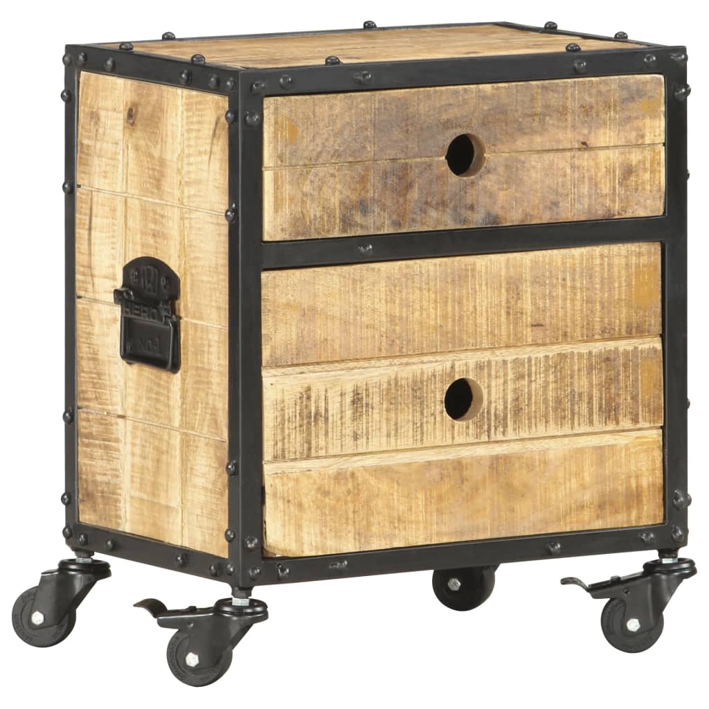 Nachttisch 40x30x50 cm Raues Mangoholz