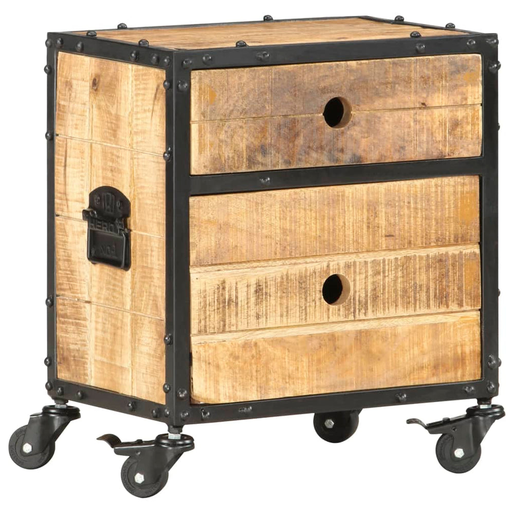 Nachttisch 40x30x50 cm Raues Mangoholz