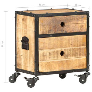 Nachttisch 40x30x50 cm Raues Mangoholz