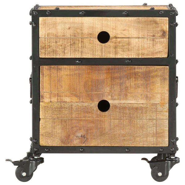 Nachttisch 40x30x50 cm Raues Mangoholz