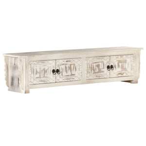 TV-Schrank Weiß 140x30x35 cm Massivholz Mango