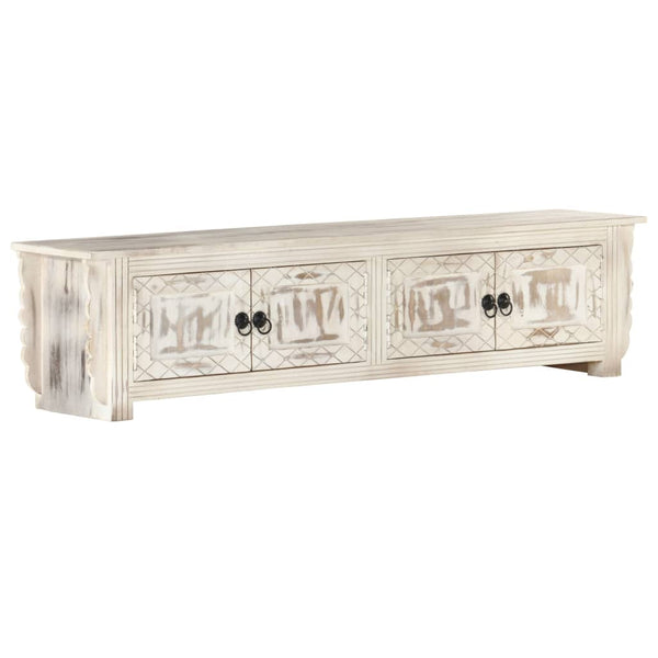 TV-Schrank Weiß 140x30x35 cm Massivholz Mango