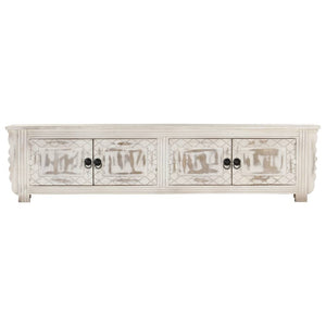 TV-Schrank Weiß 140x30x35 cm Massivholz Mango