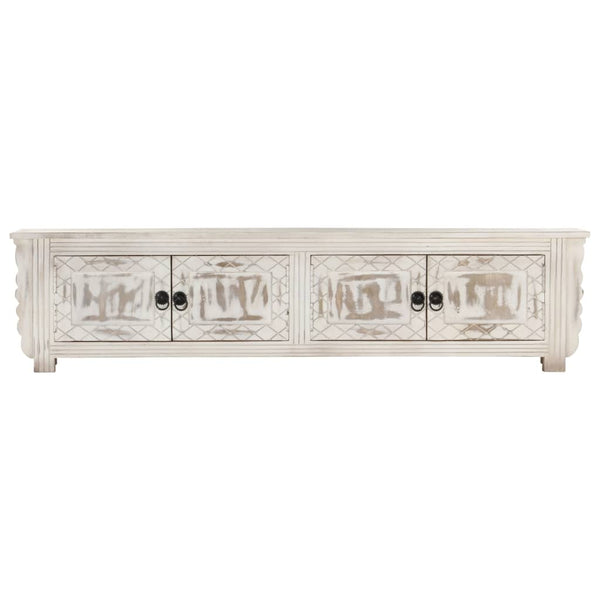 TV-Schrank Weiß 140x30x35 cm Massivholz Mango