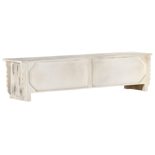TV-Schrank Weiß 140x30x35 cm Massivholz Mango