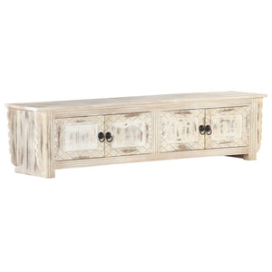 TV-Schrank Weiß 140x30x35 cm Massivholz Mango