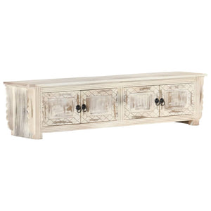TV-Schrank Weiß 140x30x35 cm Massivholz Mango