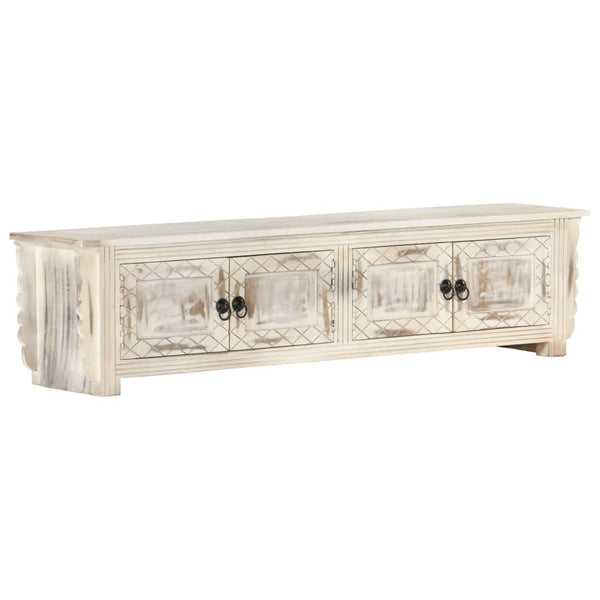 TV-Schrank Weiß 140x30x35 cm Massivholz Mango