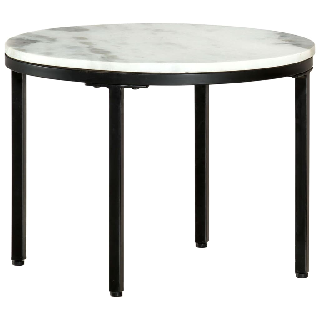 vidaXL Table basse blanc et noir Ø50 cm Marbre véritable
