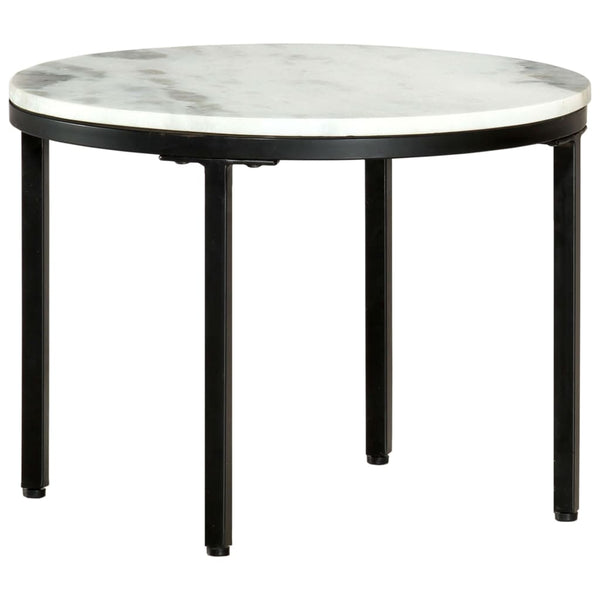 vidaXL Table basse blanc et noir Ø50 cm Marbre véritable