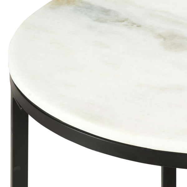 vidaXL Table basse blanc et noir Ø50 cm Marbre véritable