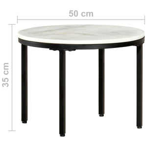 vidaXL Table basse blanc et noir Ø50 cm Marbre véritable