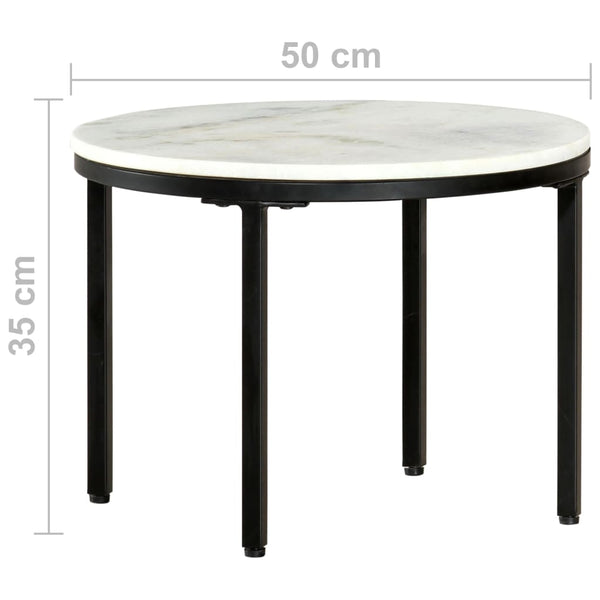 vidaXL Table basse blanc et noir Ø50 cm Marbre véritable