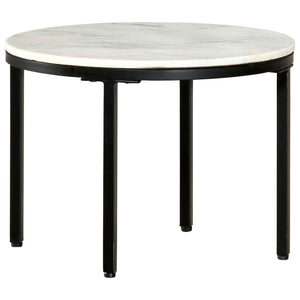 vidaXL Table basse blanc et noir Ø50 cm Marbre véritable