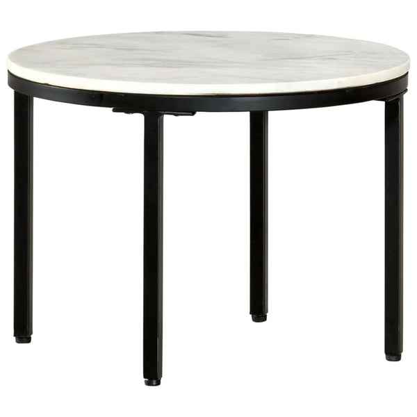 vidaXL Table basse blanc et noir Ø50 cm Marbre véritable