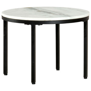 vidaXL Table basse blanc et noir Ø50 cm Marbre véritable